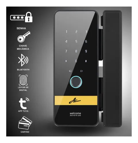 Fechadura Eletrônica Biometria E Aplicativo P/ Porta Vidro