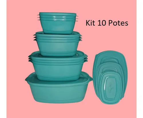 Kit 10 Pote Para Alimentos Armazenar Freezer E Micro-ondas