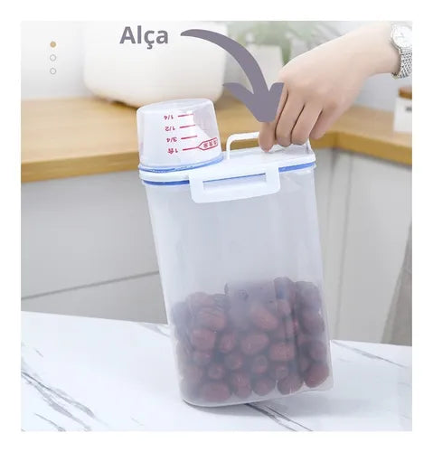 Pote Com Tampa Dispenser Guardar Alimentos Grãos C/medidor