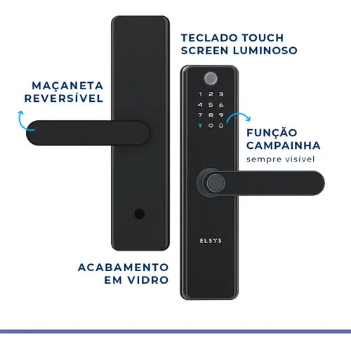 Fechadura Digital De Embutir Esf-de51001 Sax Prata Cor Preta