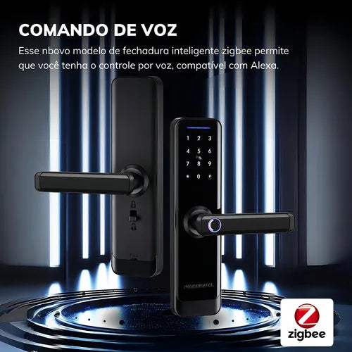 Fechadura Inteligente Digital Novadigital Zigbee Tuya Smart Life Alexa Zsl-06 Preto - HUB ZigBee Necessário