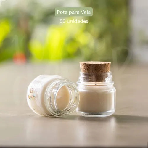 50 Mini Pote De Vidro 40ml Para Velas Doces Tampa De Rolha Cor Transparente