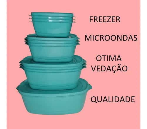 Kit 10 Pote Para Alimentos Armazenar Freezer E Micro-ondas