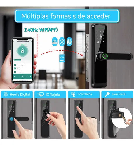 Fechadura Digital Biométrica Luczeng , 5 Em 1 Inteligente Fechadura Eletronica Com Tuya Wi-fi, Touch Screen Fechadura Digital - Abertura Via Biometria, Senha Numérica, Cartão Ic, Chave E App