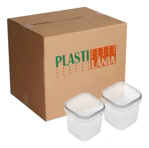 100un Pote Com Lacre Tampa Descartável 220ml Plastilani Bolo Transparente