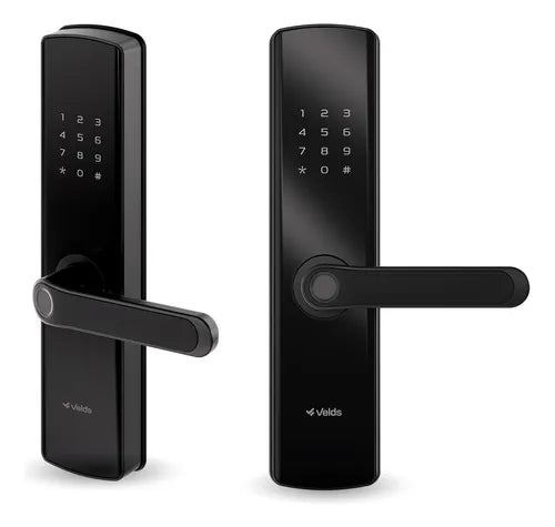 Fechadura Digital Inteligente Velds, Wi-Fi, de Embutir com Biometria App Senha Tag, Preto Fosco