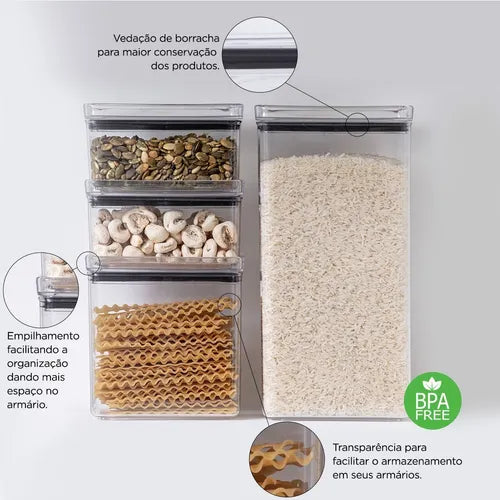 Pote De Mantimentos Hermético 2600ml Empilhável