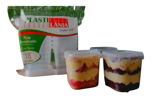 Pote Quadrado P/ Bolo C/ Lacre 220ml - 200 Un