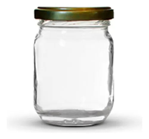 12 Potes De Vidro 200ml Com Tampas Metálicas E Lacres Cor Dourado