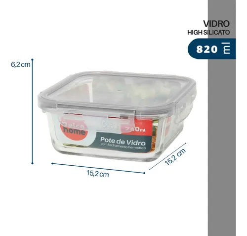 Pote Hermético De Vidro - Marmita -micro-ondas -forno 740ml Cor Vermelho