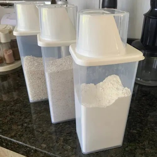 Kit 4 Potes Herméticos Com Copo Medidor Dispenser De Cereais Alimento