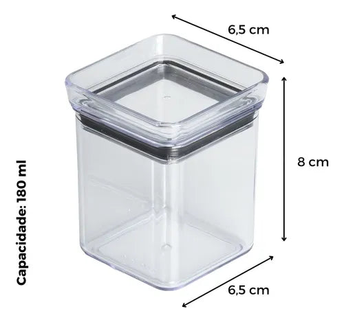 Jogo 6 Mini Potes Paramount Mini Lumini 180ml Organizadores De Temperos Cor Transparente