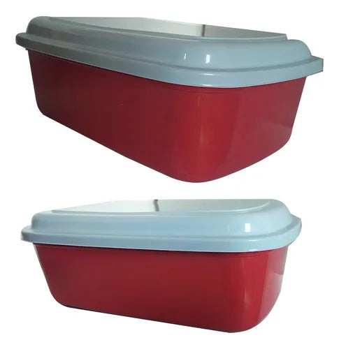 Kit 10 Potes De Mantimentos Vasilhas Plásticas Retangular Cor Vermelho