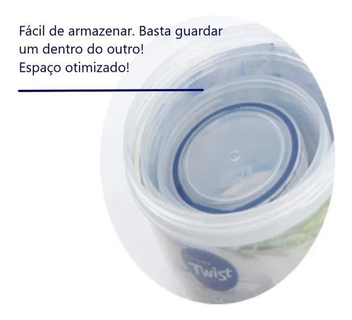 Kit 3 Potes Hermético Porta Mantimentos Lock&lock 360ml Cor Transparente