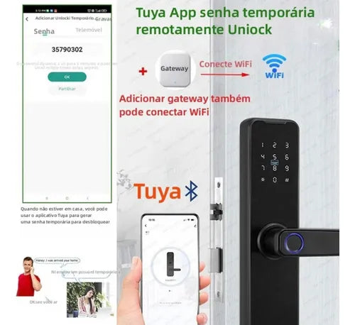 Fechadura Digital Eletrônica Biométrica Card Senha App Tuya