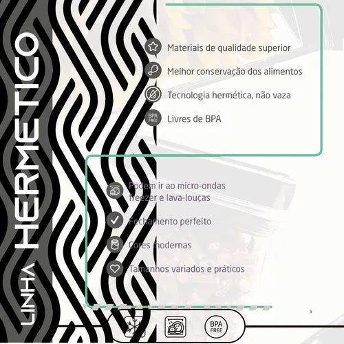Conjunto 3 Pote Hermetico 2,2l, 1,2l E 800ml Para Mantimento