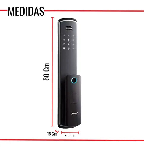 Fechadura Eletrônica Digital com Senha Biometria Digital e Cartão PT Wi-Fi Teclado Touch Screen e Bateria Recarregável Amvox Afc 2000