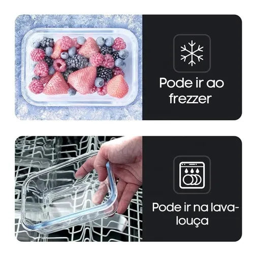 Kit 2 Pote Hermético Grande Vidro Marmita 1480ml