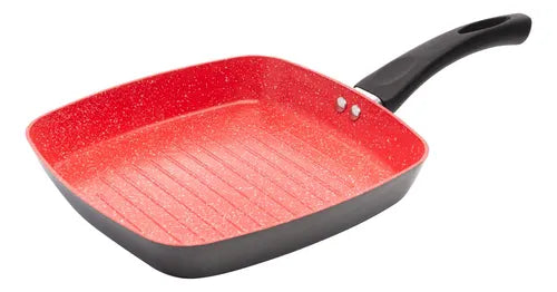 Bistequeira de Indução em Alumínio com Revestimento Cerâmico Vermelha 24cm Lyor
