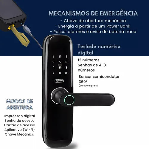 Fechadura Digital Biométrica Touch Id Smart Lock Push E Push