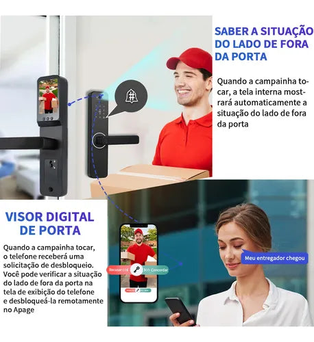 Fechadura Eletrônica Digital Com Biometria Senha Câmera App