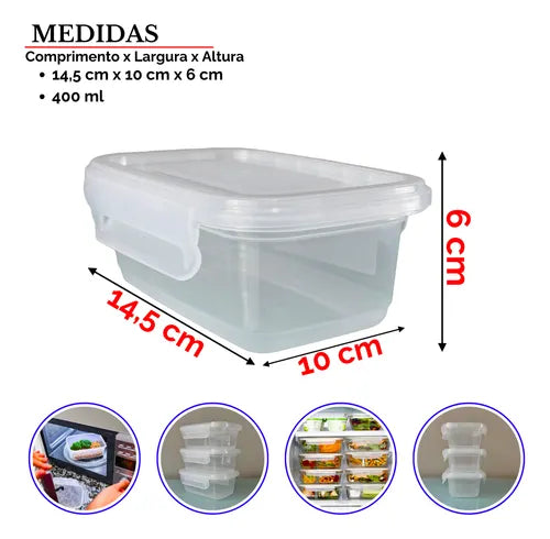 Kit 12 Pote Marmita Reutilizável Comida Congelador Freezer