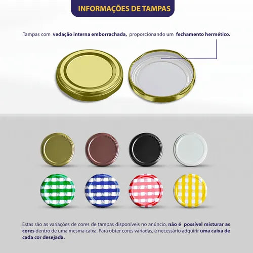 15 Potes Conserva 600ml De Vidro Com Tampa Metálica E Lacres Cor Branco