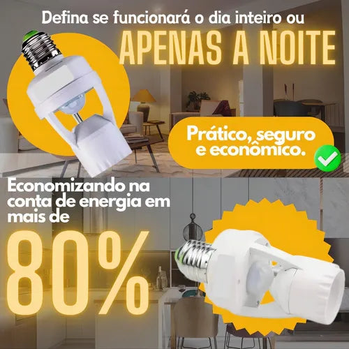 Sensor Presença Programável Para Bocal De Luz Kit 2 Unidades