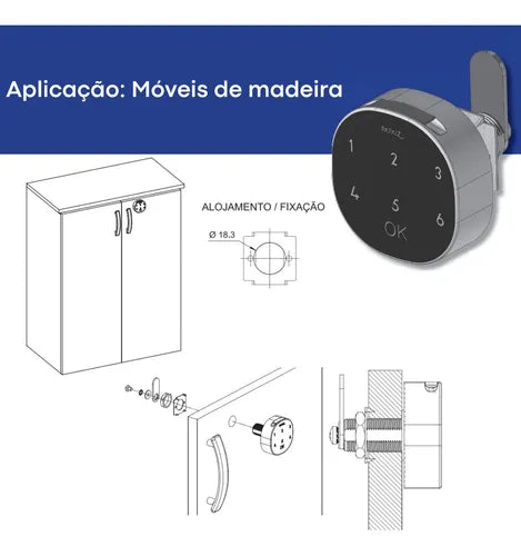Fechadura Eletrônica Para Móveis Armários Gavetas De Madeira