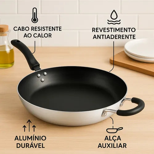 Frigideira Antiaderente Grande Hotel Restaurante 32 Alumínio Cor Cinza