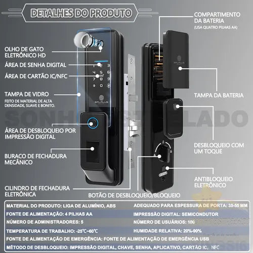 Fechadura Inteligente Digital Eletronica Wi-fi Biométrica
