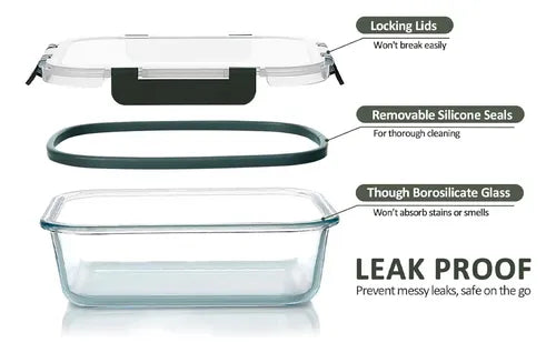 5 Potes Vidro Hermético Alimentos Microondas Home Life