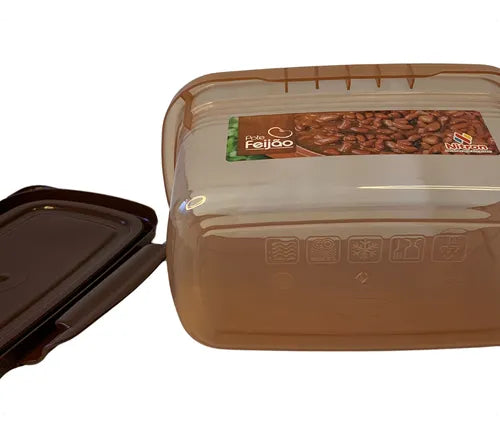 Pote Feijão Retangular Com Travas Laterais Marrom 850ml