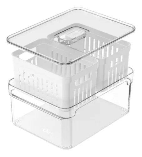 Organizador Clear Fresh 2,2l C/ 2 Cestos Of650nt Cor Transparente