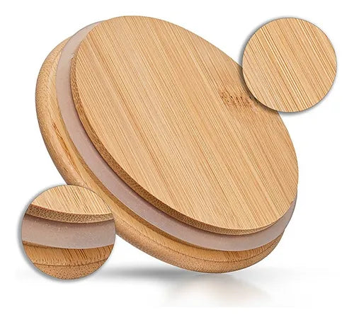 Kit 3 Potes De Vidro Com Tampa De Bambu 1300ml Mantimentos