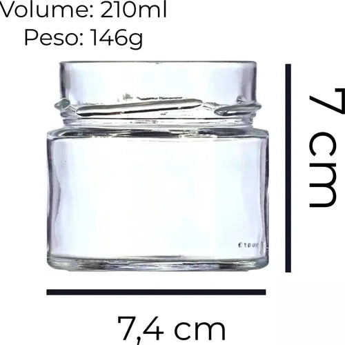 24 Potes De Vidro Pianezza 210ml C/ Tampa Metálica Para Vela Cor Preto