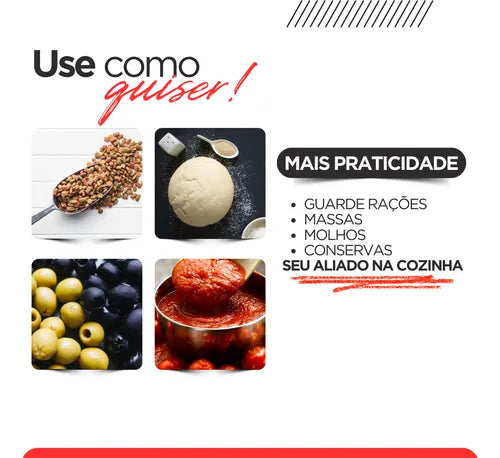 Kit 2 Balde 20l Plástico Atóxico Alimentício Tampa Hermética