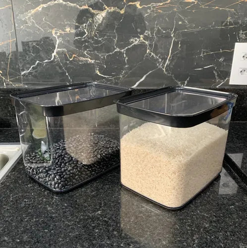 Kit 2 Potes Herméticos Alimentos Arroz Grãos Cozinha Cor Transparente
