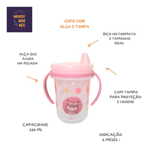 Pote Hermético + Copo De Treinamento Infantil Menina