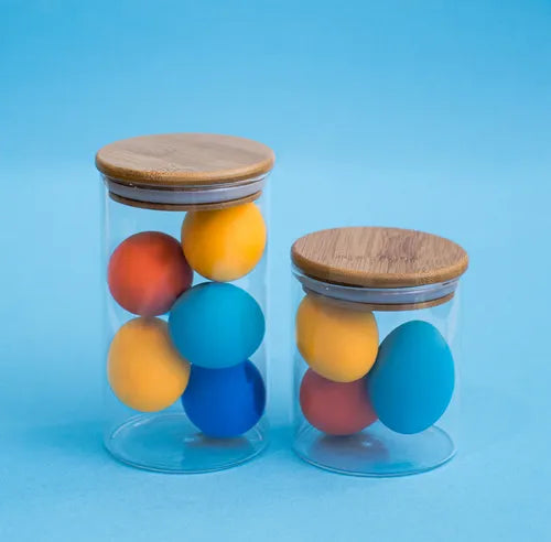 Conjunto De 4 Potes Herméticos De 400 Ml Com Tampa De Bambu