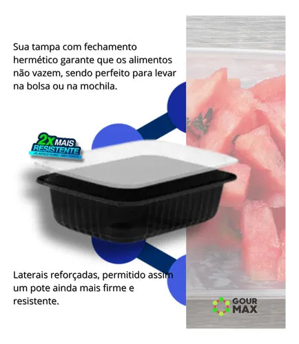 24 Pote Vasilha Descartável Preto 500ml Embalagem Marmita