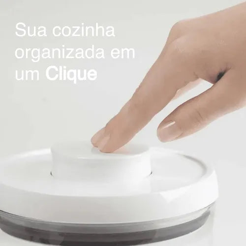 Pote Mantimentos Hermético Vidro Fechamento Pressão 1 Litro Transparente