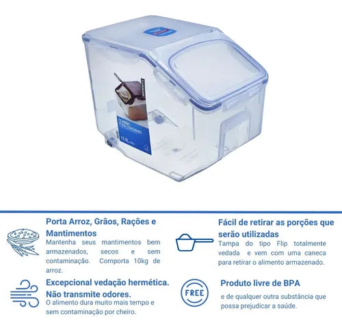 Kit 3 Porta Mantimentos Hermético Lock&lock 2,5l + 5l + 12l