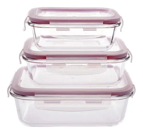 Conjunto 3 Potes De Vidro Refratário Hermético Casambiente JGTI004 Cor Transparente