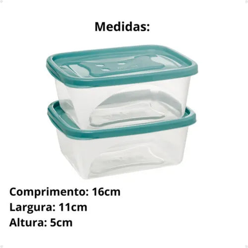 6 Potes Comida Retangular 750ml Potinho Marmita Geladeira