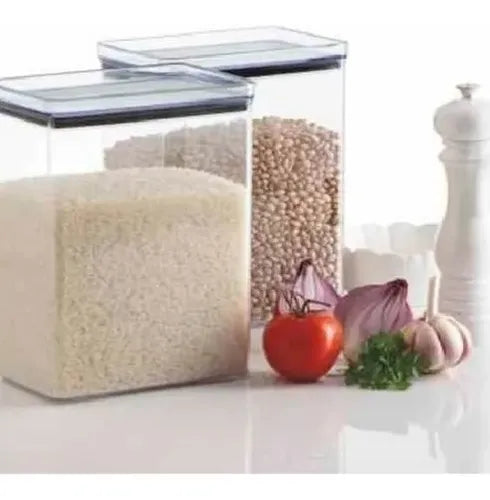 Kit 02 Potes Herméticos 4,2l Empilháveis Para Arroz / Feijão
