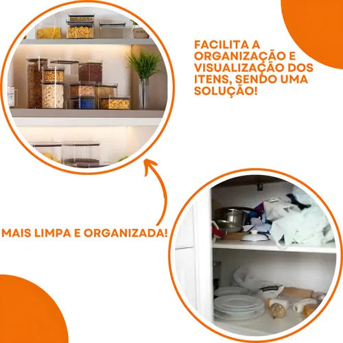 Pack 3 Potes para Alimentos Qualyplas Hermetico 1L Acrilico Transparente