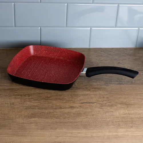Bistequeira de Indução em Alumínio com Revestimento Cerâmico Vermelha 24cm Lyor