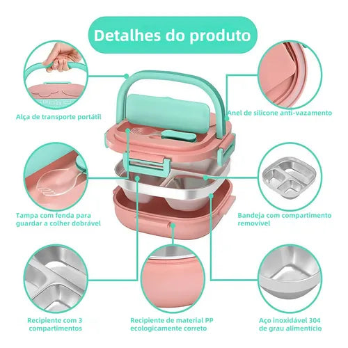 Pote Infantil Marmita Térmica Lancheira Escola Talhere 550ml