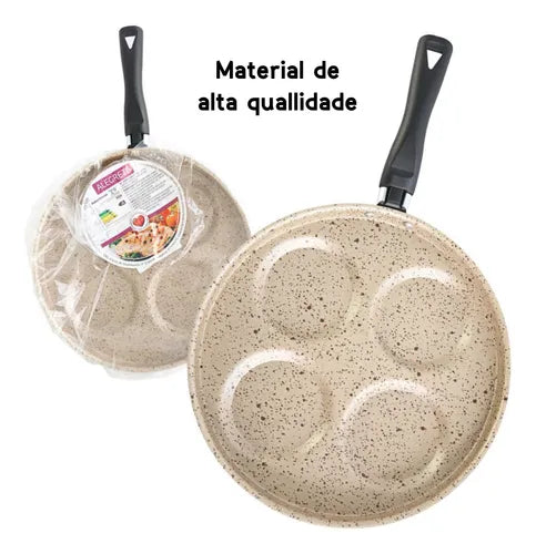 Frigideira 4 Em 1 Multiuso Com Divisórias Antiaderente Grill Cor Bege Stone